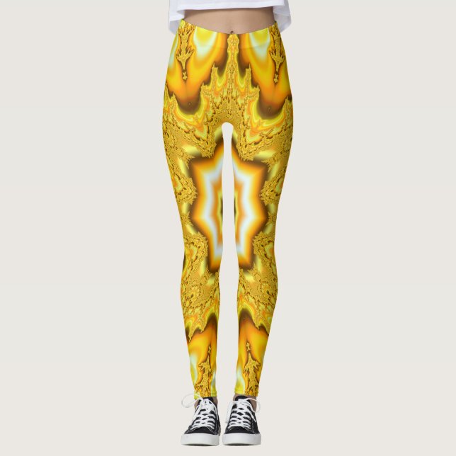 Gold Star Fraktal Leggings (Vorderseite)