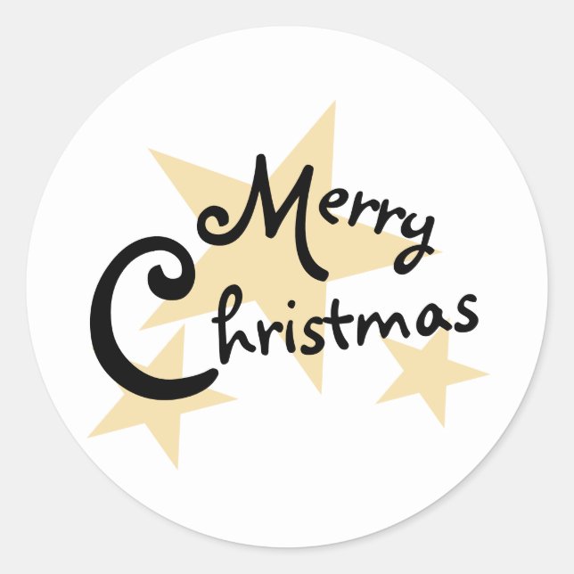 Gold Star Frohe Weihnachten auf White Sticker (Vorderseite)