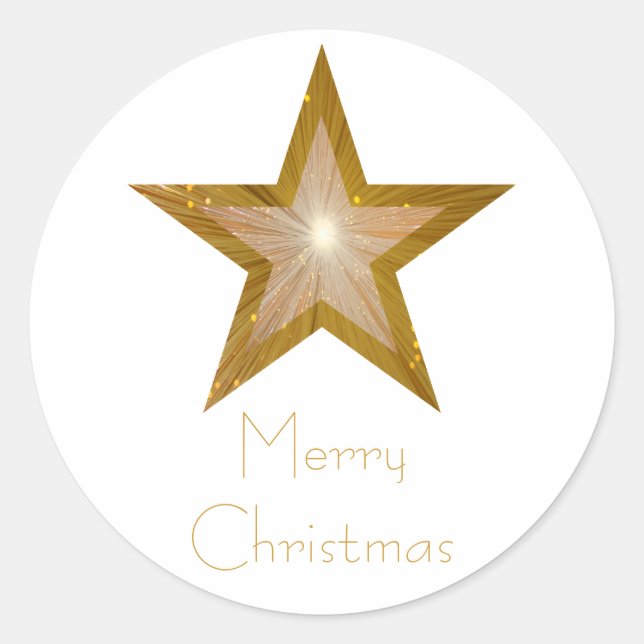 Gold Star "Frohe Weihnachten" Rundaufkleber weiß Runder Aufkleber (Vorderseite)