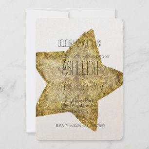 Gold Star Geburtstag Einladung