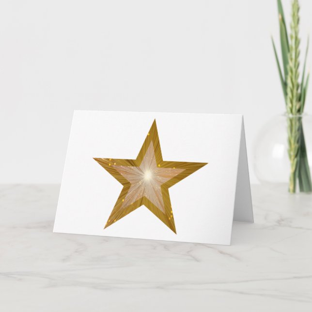 Gold Star Grüße Karte weiß (Vorderseite)