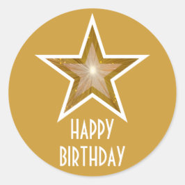 Gold Star "Happy Birthday" Rundaufkleber gelb Runder Aufkleber