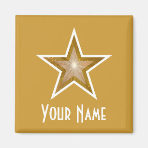 "Gold" Star "Ihr Name" Kühlschrankmagnet Gold