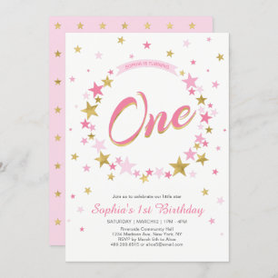 Gold Star   Invitation à l'anniversaire de la fill