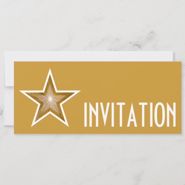 Gold Star "INVITATION" Gold lang Einladung (Vorderseite)