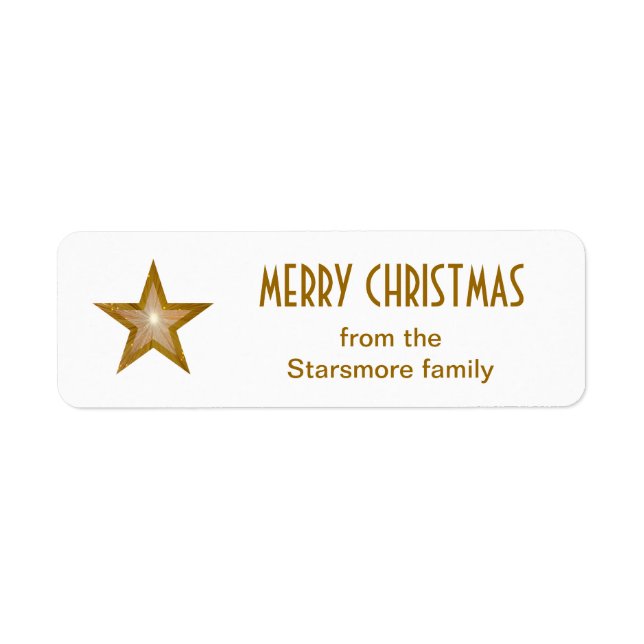 Gold Star 'Joyeux Noël' texte étiquette petit blan (Devant)