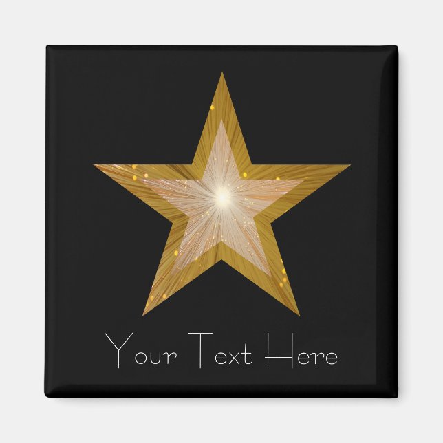 Gold Star Kühlschrank 'Dein Text' Magnetfeld schwa Magnet (Vorne)