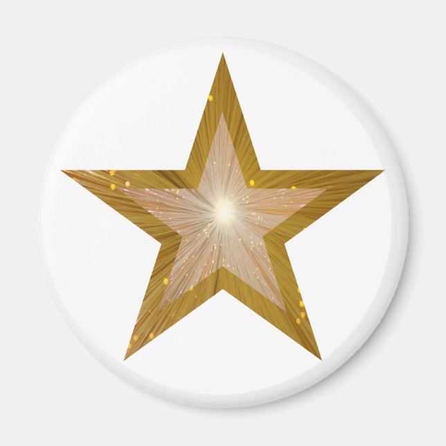 Gold Star Kühlschrankmagnet rund weiß (Vorne)