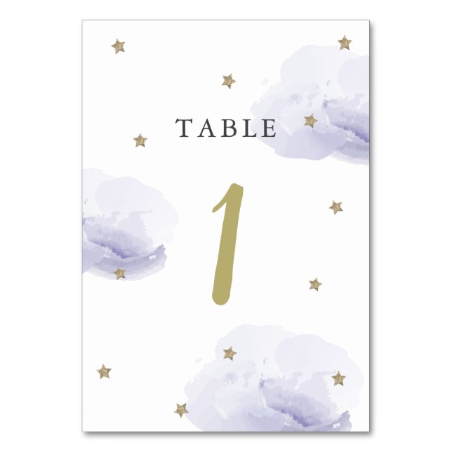 Gold Star & Lavender Cloud-Tischnummer Tischnummer (Vorderseite)
