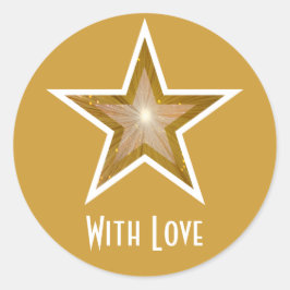 "Gold"-Star "Mit Liebe"-Rundaufkleber gelb Runder Aufkleber