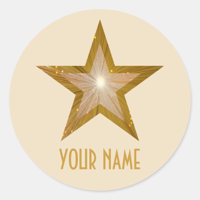 Gold Star "Name" Rundaufkleber Runder Aufkleber (Vorderseite)