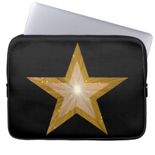 "Gold" Star Neopren Notebook-Ärmel 13" schwarz Laptopschutzhülle
