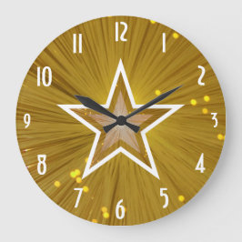 "Gold" Star 'Numbers' clock round Große Wanduhr