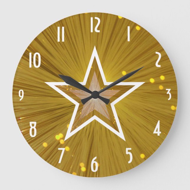 "Gold" Star 'Numbers' clock round Große Wanduhr (Vorderseite)