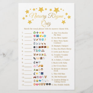 Gold Star Nursery Rhyme Baby Shower Emoji-Spiel Flyer