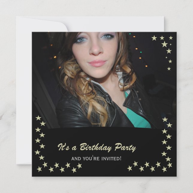 Gold Star: Party Einladungen (Vorderseite)