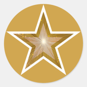 "Gold"-Star-Rundaufkleber gelb Runder Aufkleber