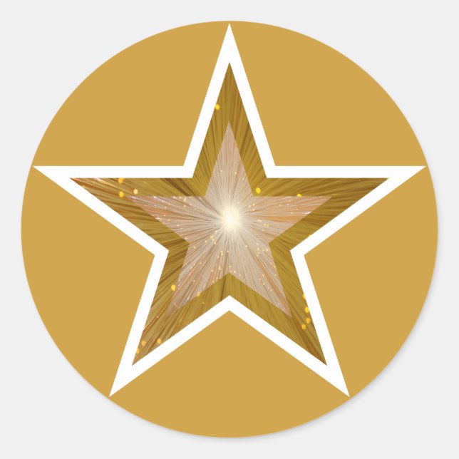 "Gold"-Star-Rundaufkleber gelb Runder Aufkleber (Vorderseite)