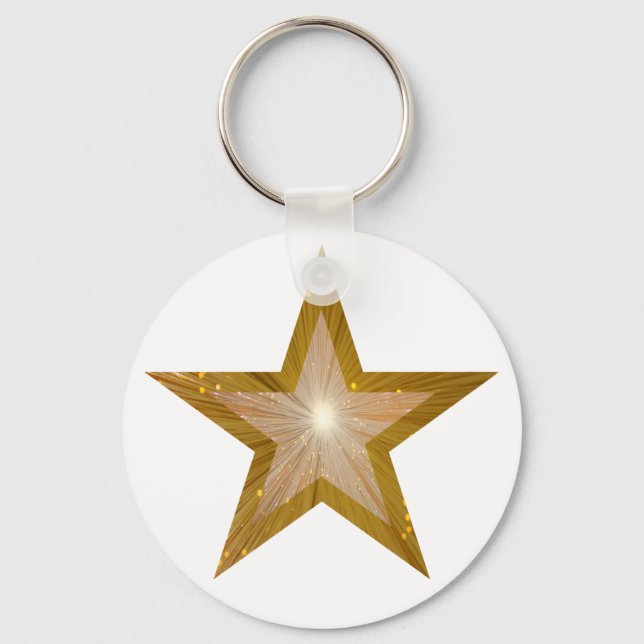 Gold Star Schlüsselanhänger weiß (Vorderseite)