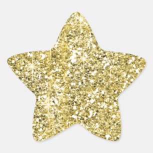 Gold Star Shape Imitate Glitzer Stickers