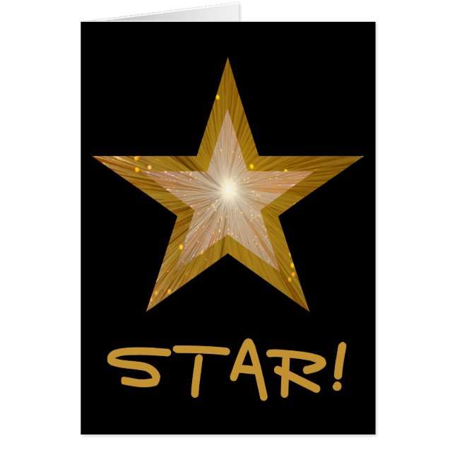 Gold Star 'STAR' 'Happy Birthday' Karte schwarz (Vorne)