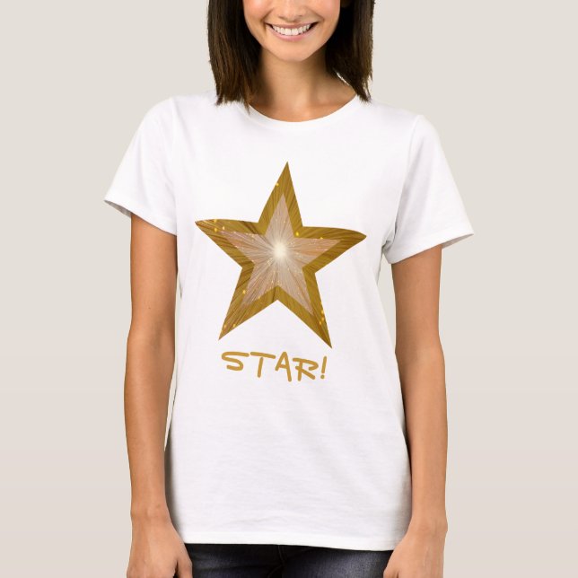 "Gold" Star "Star" Ladys t - Shirt weiß (Vorderseite)