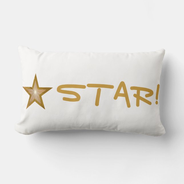 "Gold" Star 'STAR!' lancer oreiller lombaire blanc (Recto)