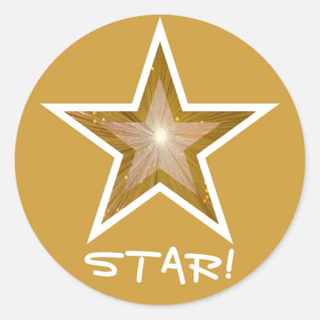 "Gold" Star 'STAR' Rundaufkleber gelb Runder Aufkleber (Vorderseite)