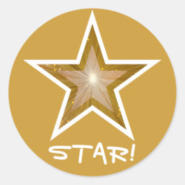 "Gold" Star 'STAR' Rundaufkleber gelb Runder Aufkleber
