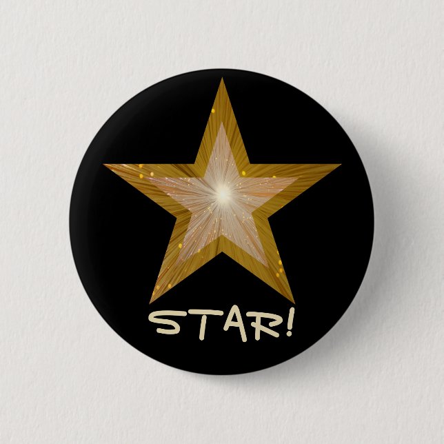 "Gold" Star 'STAR' Taste schwarz! Button (Vorderseite)