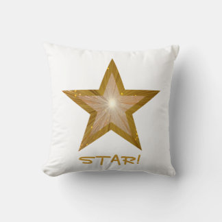 "Gold" Star "STAR!" werfen Kissen quadratisch weiß