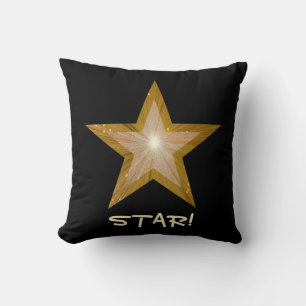 "Gold" Star 'STAR!' werfen Kissenquadrat schwarz Kissen