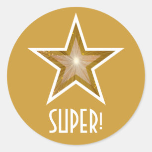 Gold Star 'SUPER' Rundkleber gelb Runder Aufkleber