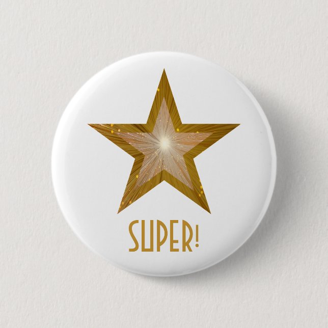 "Gold" Star "SUPER" Taste weiß Button (Vorderseite)