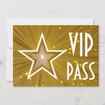 Gold Star "VIP PASS" Einladung horizontal
