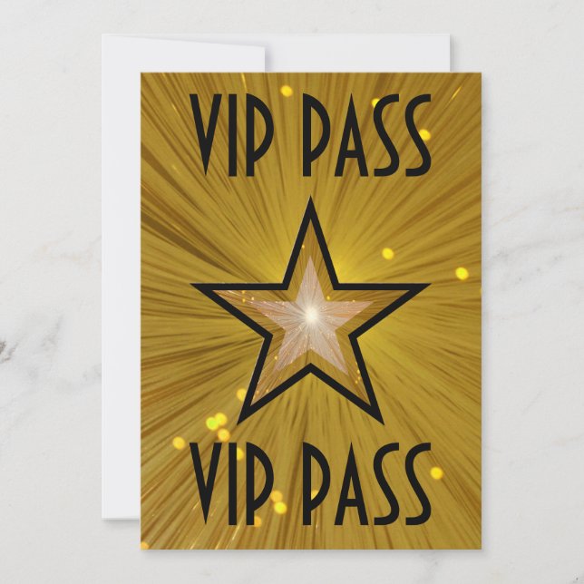 Gold Star "VIP PASS" Einladung schwarz (Vorderseite)