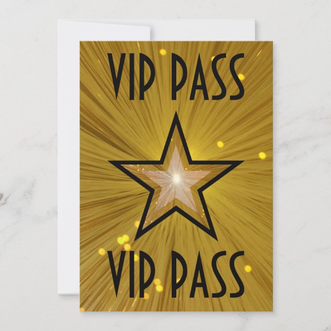 Gold Star "VIP PASS" Einladung schwarz (Vorderseite)