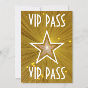Gold Star "VIP PASS" Einladung weiß