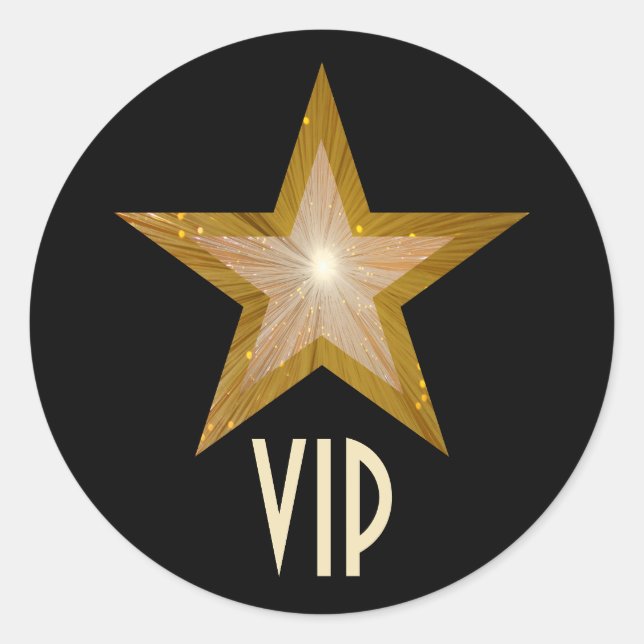 "Gold" Star VIP Rundaufkleber schwarz Runder Aufkleber (Vorderseite)