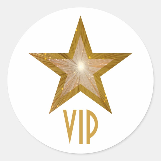 "Gold" Star VIP Rundaufkleber weiß Runder Aufkleber (Vorderseite)