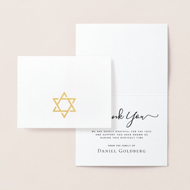 Gold Star von David echtes Beileid Vielen Dank Folienkarte (Anzeige)
