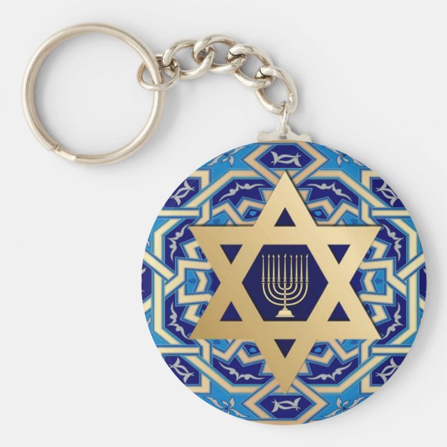 Gold Star von David Jewish Holidays Geschenk Schlüsselanhänger (Vorne)