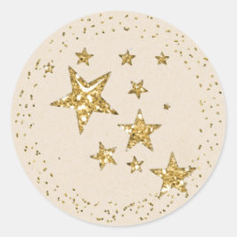 Gold Star Weihnachtsaufkleber Runder Aufkleber