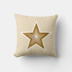 "Gold" Star Weißes Quadratzoll-Creme Kissen