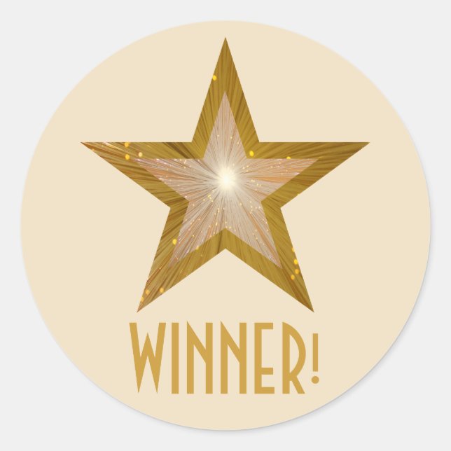 Gold Star "WINNER" Rundaufkleber Runder Aufkleber (Vorderseite)