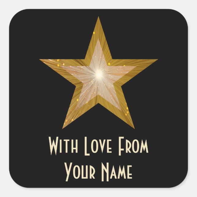 "Gold" Star 'With Love From'' carré autocollant no (Devant)