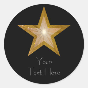 Gold Star 'Your Text' autocollant rond noir