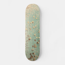 Gold Stardust on Sea Green Skateboard