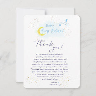 Gold Starlit Baby Boy Bliss Stork Sonderlieferung Dankeskarte