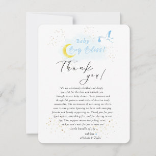 Gold Starlit Baby Boy Bliss Stork Sonderlieferung Dankeskarte